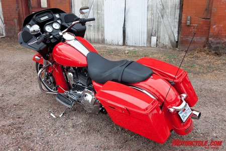 2010 harley davidson road glide custom review motorcycle com, Live out your fireman fantasies on this Scarlet Red Vivid Black Road Glide Custom a 480 option over the base Vivid Black paintwork