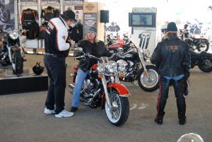 2010 daytona bike week report, A potential customer samples a new Harley Davidson at the Motor Company s sprawling compound in the Demo Ride area