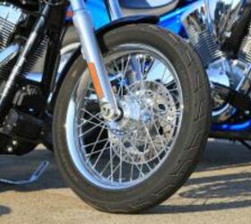 2012 harley davidson dyna super glide custom review motorcycle com, Harley s new tubeless spoke wheels are a 460 option on the Super Glide Custom The finish quality of the chromed alloy is excellent appearing like liquid metal