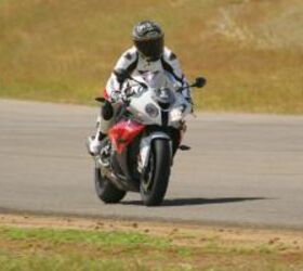 2012 european literbike shootout teaser video motorcycle com, Long straights are gobbled up by the S1000RR s monster engine Thankfully BMW equipped it with strong brakes