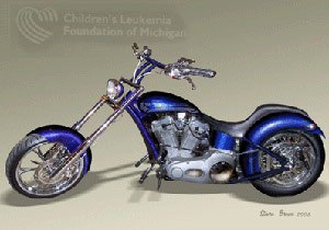 charity ride for leukemia foundation, The raffle prize is a custom chopper whose designs were based on drawings made by children with leukemia