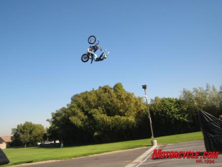 yamaha media day, Freestyle legend Nate Adams jumping a huge gap while doing a no handed backflip at the annual Yamaha Media Day