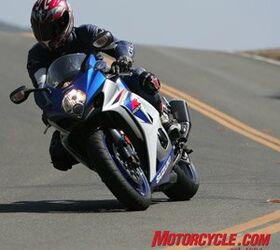 2008 literbike shootout zx 10r vs cbr1000rr vs gsx r1000 vs yzf r1 motorcycle com, Next to the stretched out R1 the Gixxer suited the 6 foot Buchanan the best Adjustable footpegs is a desirable feature only the Suzuki has