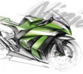 2011 kawasaki zx 10r preview motorcycle com, This design concept sketch shows the general styling theme of the 2011 ZX 10R but the race version based upon the production bike seen at Suzuka deviates significantly from the sketch especially the shape and design of the side fairing panels