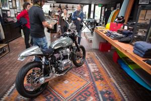 deus ex machina video, Inside custom motorcycles from in house bike builder Michael Woolie Wollaway are just part of the decor sharing space with surfboards clothing and artwork