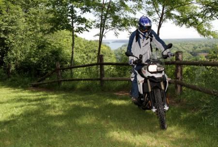 2010 bmw f800gs review motorcycle com, The BMW is very comfortable to ride in the standing position feeling enough like a dirt bike after a while that you can easily forget you re on a 455 pound motorcycle