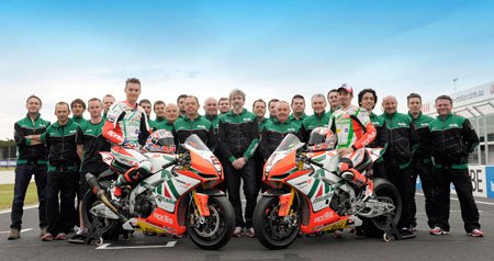 2011 world superbike championship preview, Aprilia Alitalia is the team to beat with defending champion Max Biaggi right and Leon Camier riding the RSV4 Factory