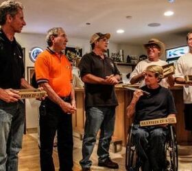kenny roberts american heroes benefit dinner video, Eddie Lawson Mert Lawwill Wayne Rainey Kenny Roberts Senior and Junior are presented with commemorative military knives by Mic Meeks third from left a financial founder of the charity Photo by Terrence van Doorn