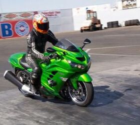 2012 kawasaki zx 14r vs 2012 suzuki hayabusa le video motorcycle com, A suspension lowering kit can transform a ZX 14R into an 8 second quarter mile blitzing machine
