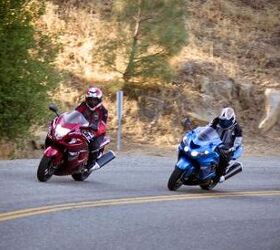 2012 kawasaki zx 14r vs 2012 suzuki hayabusa le video motorcycle com, In the real world each bike proved to be gentle giants