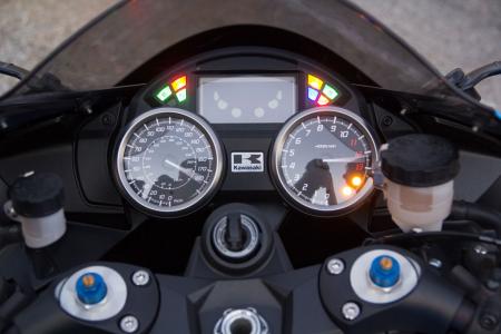 2012 kawasaki zx 14r vs 2012 suzuki hayabusa le video motorcycle com, While the Kawasaki s instrument panel also features analog speedo and tach the LCD screen relays numerous bits of information to the rider and gives it a more modern look