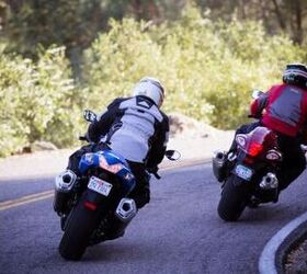2012 kawasaki zx 14r vs 2012 suzuki hayabusa le video motorcycle com, Both the 14R and Hayabusa can hustle up a mountain road but they do require more muscle than smaller sportbikes