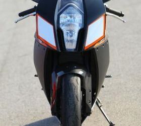 2010 ktm 1190 rc8r review motorcycle com, The RC8R is slim and menacing Note the turnsignals in the mirrors