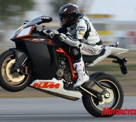 2010 ktm 1190 rc8r review motorcycle com, Knowing the RC8R has nearly 150 horsepower at the wheel it will come as no surprise to learn that front tires will last a lot longer than rears