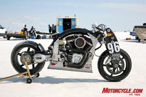 bonneville s blazing bikes, Even in the Bonneville pits with wild custom bikes everywhere you look the Confederate Wraith was impossible to miss those massive bladed front suspension arms certainly are eye catching