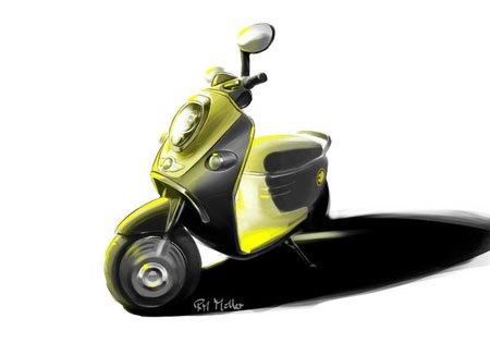 mini to reveal electric scooter concept, The MINI E Scooter features several MINI design cues such as the chrome accents and oval mirrors
