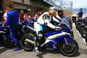 yamaha champions riding school video, Before ever turning a lap on the track the instructors go over basic hand controls with the fleet of Yamahas stationary in the pits