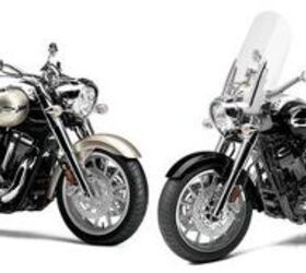 2012 yamaha and star motorcycles model preview motorcycle com, Two models that were delayed for 2011 the Roadliner S left and Stratoliner S right return for 2012 with styling updates to help them appeal to a broader audience