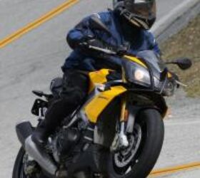 2012 aprilia tuono v4 r review motorcycle com, Corners are an irresistible temptation for the Tuono V4 R