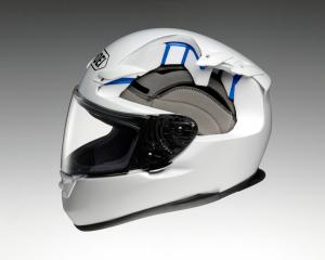 2012 shoei rf 1100 helmet review, This cutaway of a RF 1100 shows clearly the path of incoming air marked in blue which keeps the rider s head cooler Ventilation tunnels were designed into the EPS liner specifically for this reason
