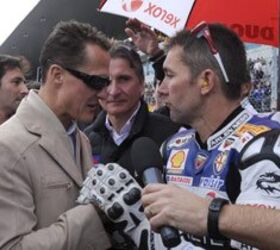 wsbk honda has room for schumacher, Michael Schumacher met with WSBK Champion Troy Bayliss between races at the season finale in Portimao