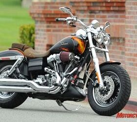 2010 harley davidson cvo model line up preview motorcycle com, CVO Fat Bob in Cryptic Black with Hellfire Flames