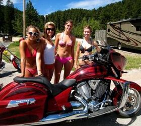 2011 victory cross country review cory ness signature edition motorcycle com, Bikini bike wash babes at Sturgis can be quite jaded but these ones appreciated the beauty of the Ness Cross Country