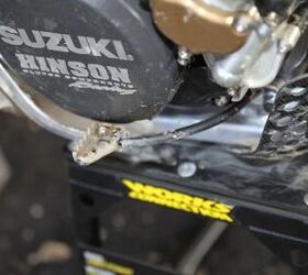 inside the 2013 supercross works bikes, Stewart runs a brake snake to prevent his brake lever from being bent back