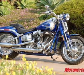 2009 harley davidson cvo models review motorcycle com, 2009 CVO Springer Softail in Candy Cobalt with Blue Steel Flames