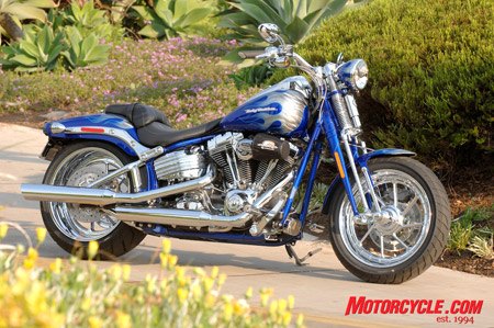 2009 harley davidson cvo models review motorcycle com, 2009 CVO Springer Softail in Candy Cobalt with Blue Steel Flames