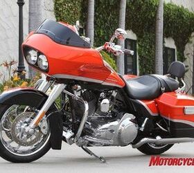 2009年哈雷戴维森cvo模型审查摩托车com 2009 cvo道路滑行电动橙色和生动的黑色