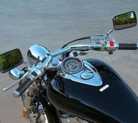 2010 honda vt1300 sabre review motorcycle com, The smartly placed speedo is fairly easy to take in at a glance We re pleased with the Sabre s overall styling but the switchgear could use a more contemporary look