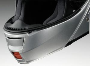 shoei neotec helmet review, The Neotec s chin vent directs air along the inside of the faceshield The red switch at the bottom of the chin releases the chin bar so it can be raised