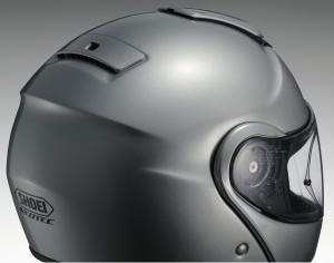 shoei neotec helmet review, This view shows the Neotec s spoiler built into the composite shell and the helmet s exhaust port