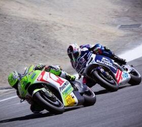 motogp 2012 at laguna seca, Toni Elias filled the vacant seat on the Pramac Ducati team left by their main rider Hector Barbera after he injured himself while training Elias struggled throughout the race here being shadowed by Aleix Espargaro on the leading CRT machine Elias would eventually crash out of the race