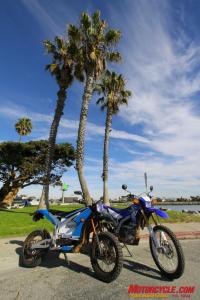 dual sport shootout electric vs gasoline motorcycle com, Apples to oranges or not these bikes do share traits in common
