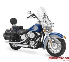 2009 harley davidson touring models review motorcycle com, 2009 Heritage Classic gets a wider pillion seat and backrest updated trim pieces and new paint to name a few things that keep this classic looking like a classic