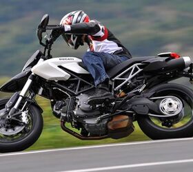 2010 ducati hypermotard 796 review motorcycle com, The 796 is nearly unflappable at any point in turns or during high speed straight lining despite not having the same up spec suspension as found on the Hypermotard 1100