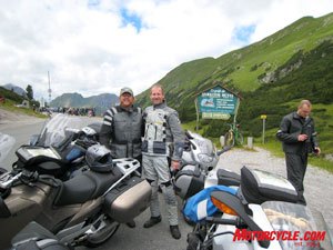 bmw motorrad days, There are countless spectacular roads nearby the event and we were lucky enough to have a knowledgeable and swift guide from Edelweiss Bike Travel escort us on an entertaining ride BMW s Roy Oliemuller and Rob Mitchell pose at the top of yet another dramatic vista near the Motorrad Days location