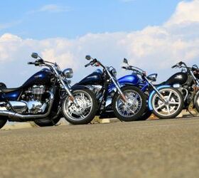 2011 world cruiser shootout video motorcycle com, Cruisers from around the world Harley Davidson s influence on motorcycle manufacturers in the cruiser segment is made obvious in this picture In case you can t pick it out the Harley Super Glide Custom is the second from left