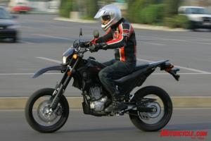 2009 yamaha wr250x review motorcycle com, Upright neutral ergonomics contribute greatly to the WR250X s versatility