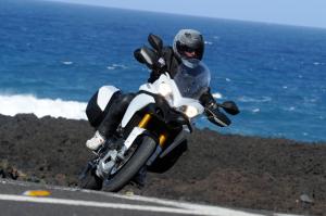 2010 ducati multistrada review motorcycle com, Hard shell saddlebags are nicely integrated into the Multistrada s design