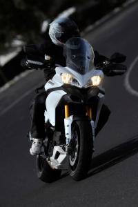 2010 ducati multistrada review motorcycle com, The Multistrada s adjustable windscreen is shown here in its lowest position