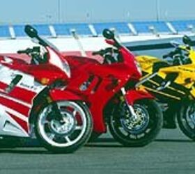 first ride 1999 honda cbr600f4 motorcycle com, Honda thoughtfully brought examples of the F2 and F3 to compare to the F4