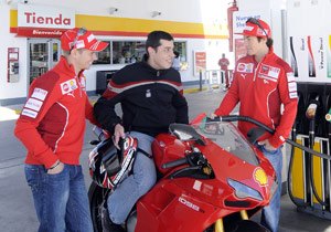 motogp 2009 jerez test results, To help save money Ducati Marlboro hired Nicky Hayden and Casey Stoner out to pump gas for sponsor Shell