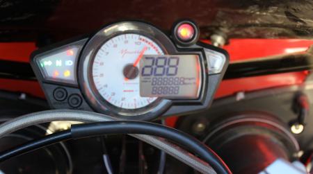 motorcycle com, Turn the key and the tach sweeps and instrument lights simulate what you see during a pre start up diagnostic check In operation the tach on our test bike would not stay steady and overall we found the cluster to be too small