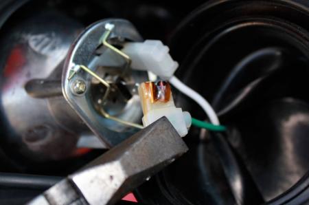 motorcycle com, One of the leads to the H1 halogen bulb had started to get too hot