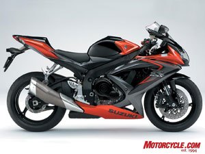 first look 2008 suzuki gsx r600 gsx r750 motorcycle com, 2008 GSX R750 looks incredibly similar to the GSX R600 and both share many technologies and features