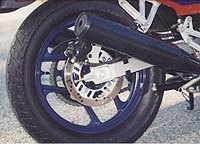 motorcycle com, A rear disc brake is a unique feature among the three bikes in this test