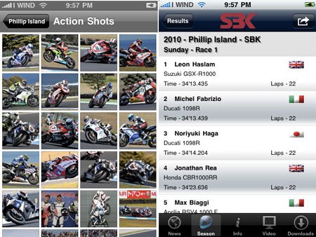 wsbk introduces official iphone app, The SBK 2010 app is now available at the App Store